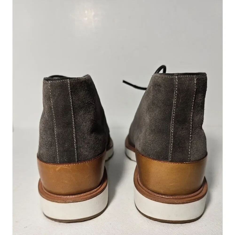 Men's Allen Edmonds Brooklyn Light Grey Suede Tan Leather Chukka Boots Size 10